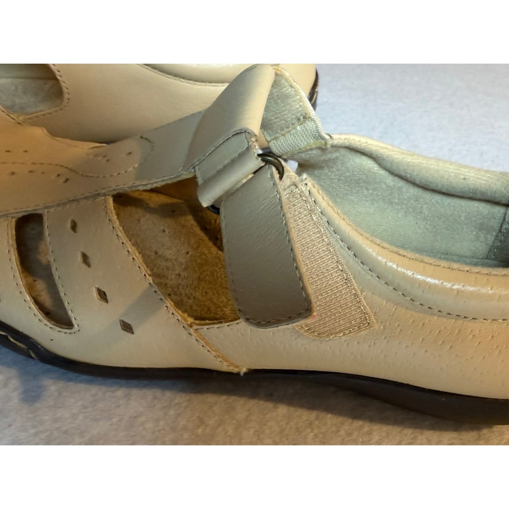 Dr. Scholl's Womens 9M Beige Leather Laser Cut Hook and Loop Loafers Shoes - Picture 7 of 7